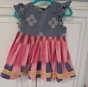 Platinum Matilda Jane Pink & Blue Ruffles Dress Toddler 2T Summer/Spring Tie Dye